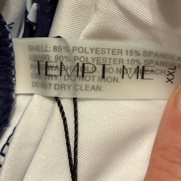 NWT Navy Blue and White Floral One Piece Swimsuit Dress XXL Tummy Control - Picture 10 of 10